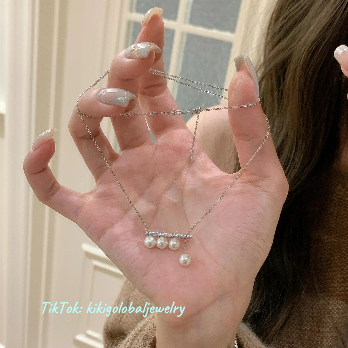 S925 silver natural four-bead pearl necklace