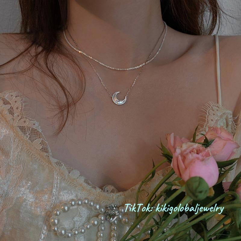 s925 silver moon necklace