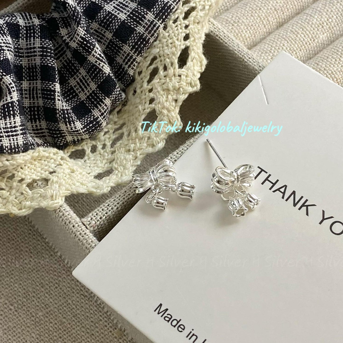 S925 Lily of the Valley Bowknot Earrings