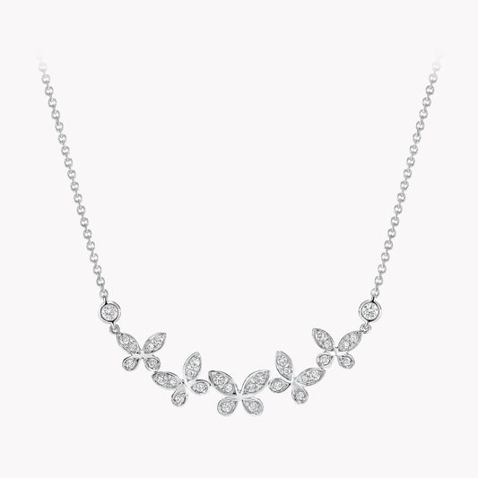 Butterfly teardrop rhinestone tassel earrings&necklace jewelry set