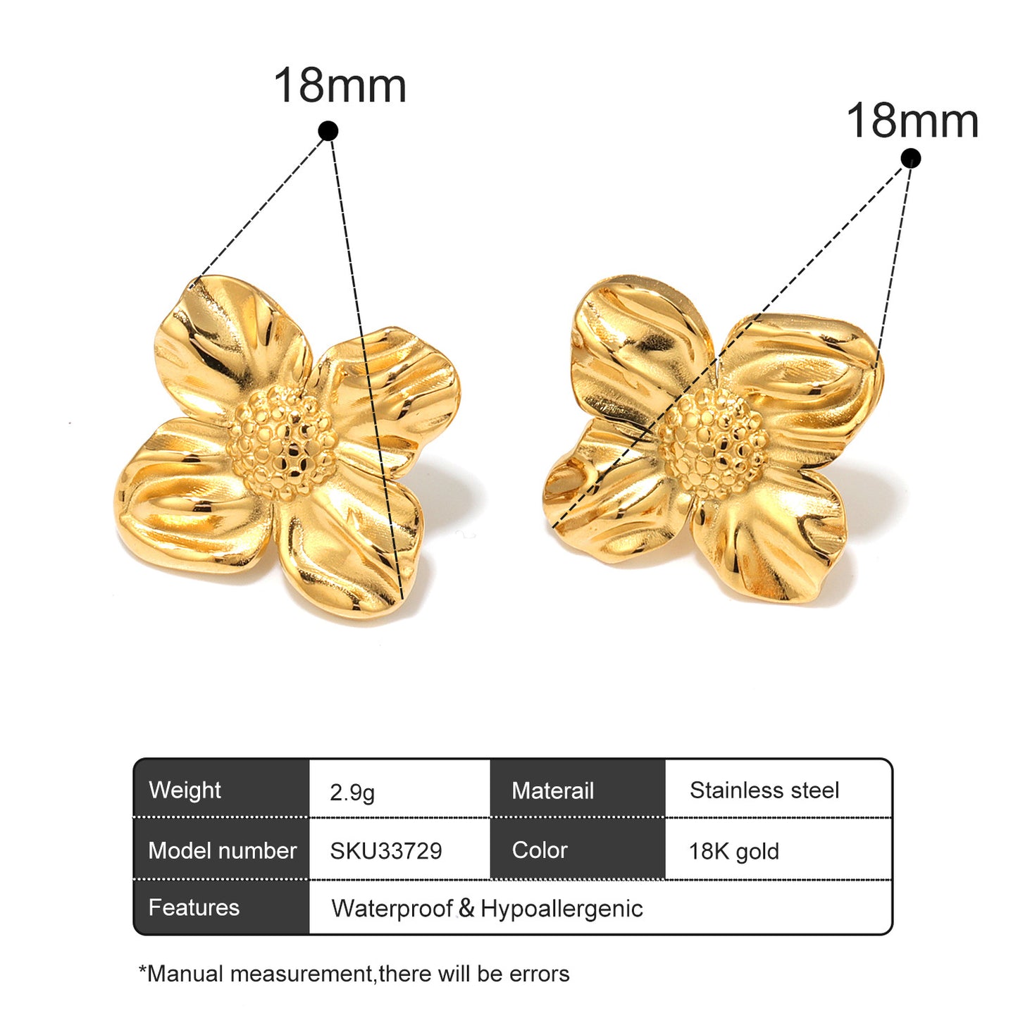 Stainless steel sunflower earrings