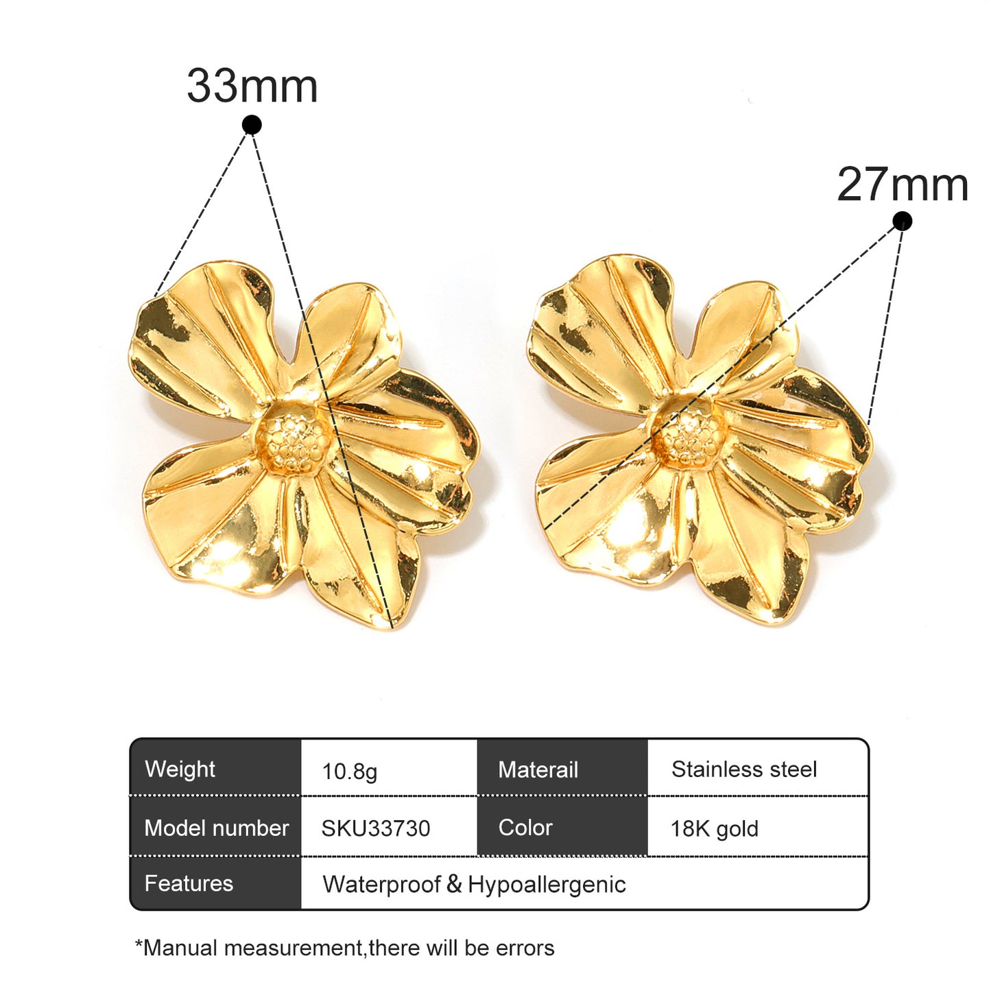 Stainless steel sunflower earrings