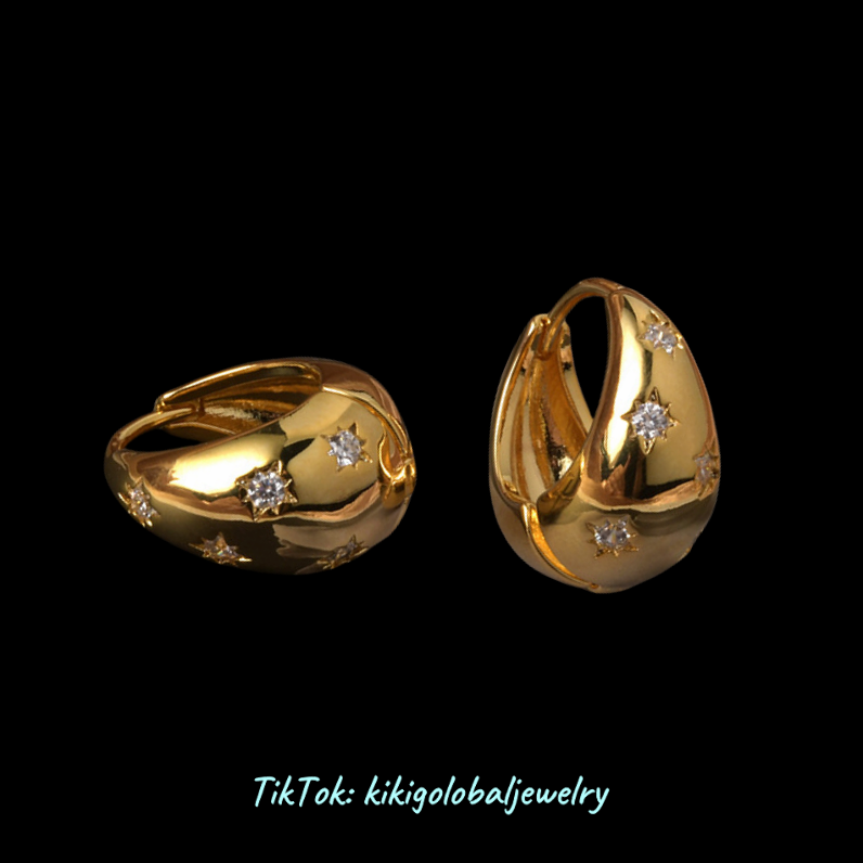 Irregular eight-pointed star zircon earrings
