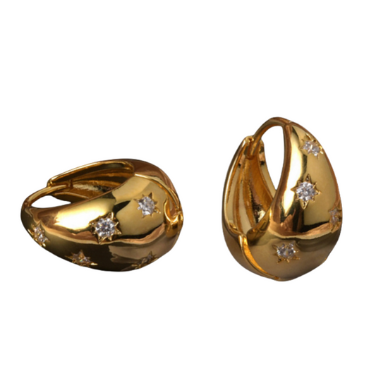 Irregular eight-pointed star zircon earrings