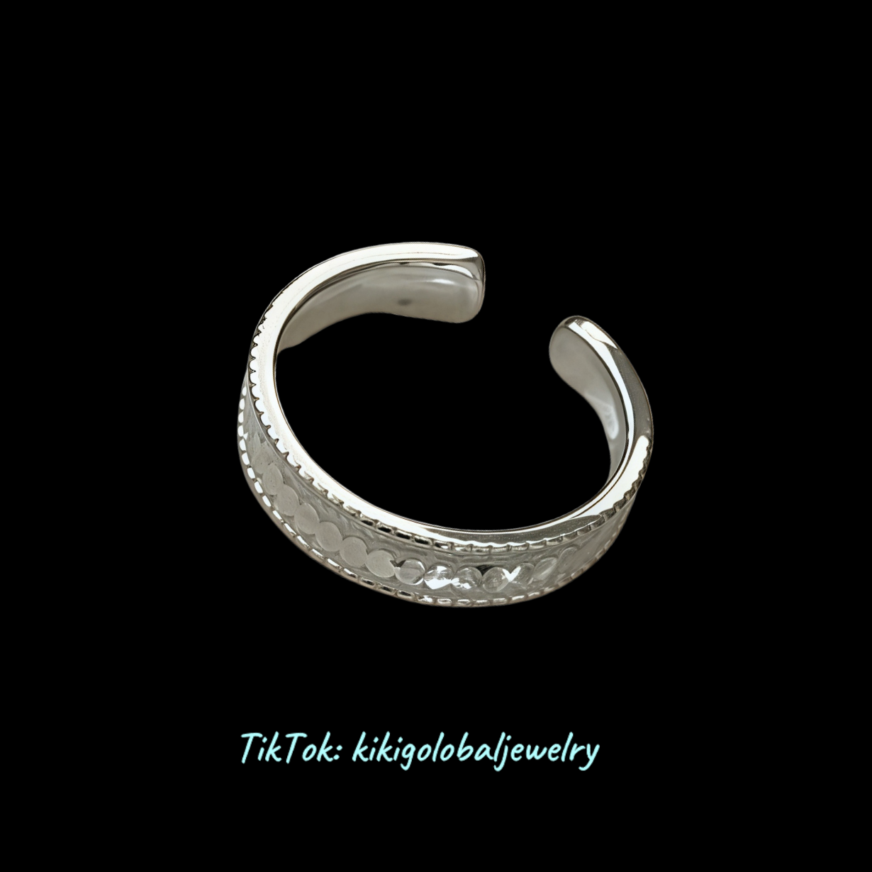 S925 sterling silver sequined fish scale ring