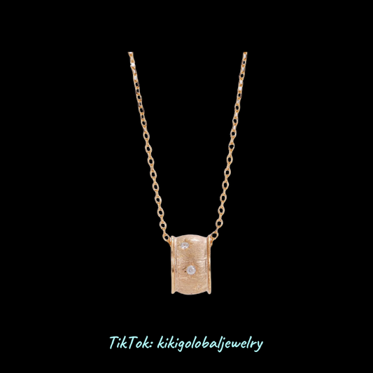 S925 sterling silver brushed star zircon necklace