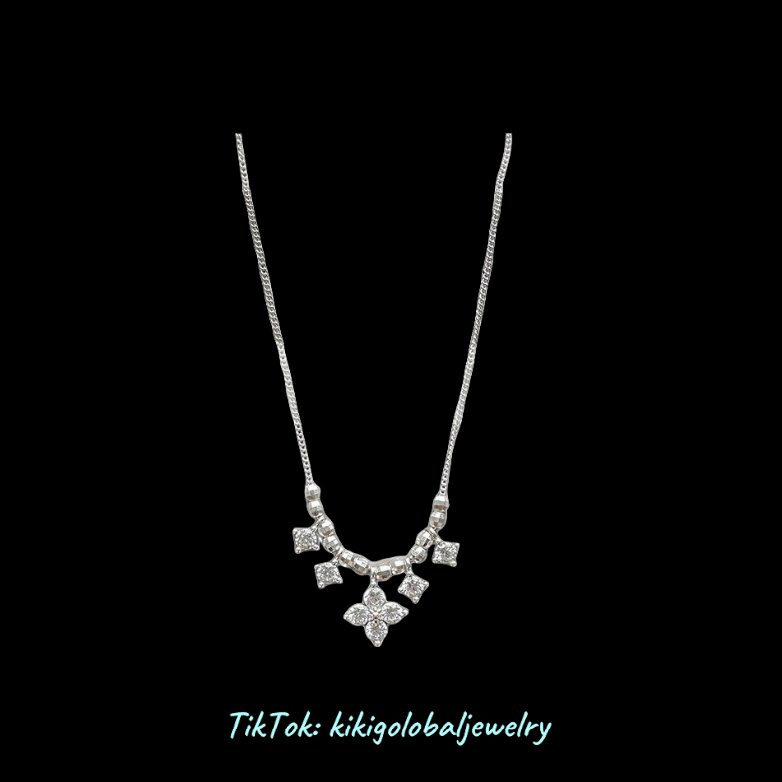 S925 sterling silver zircon tassel necklace