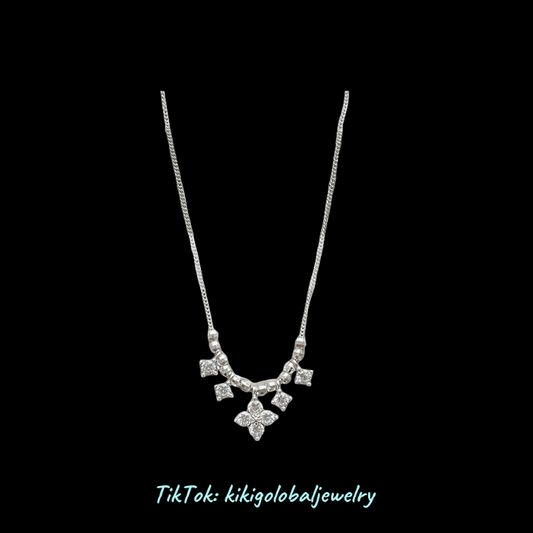 S925 sterling silver zircon tassel necklace