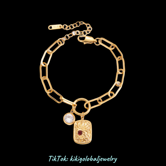 18K gold stainless steel white zircon bracelet